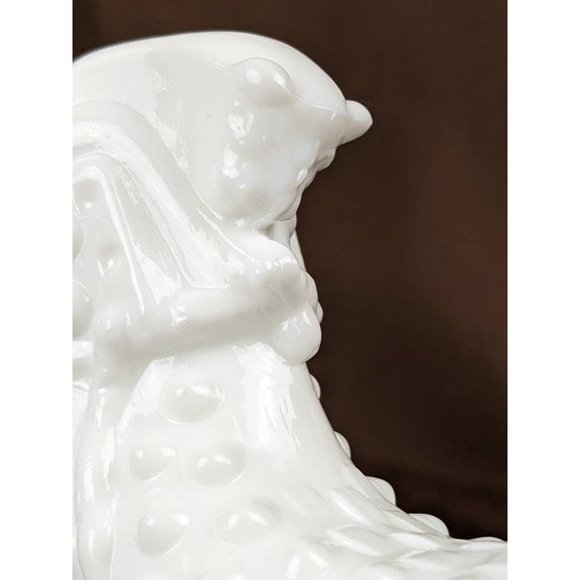 Vintage Fenton White Milk Glass Hobnail Slipper Shoe with Draping Cat Head - Picture 2 of 7